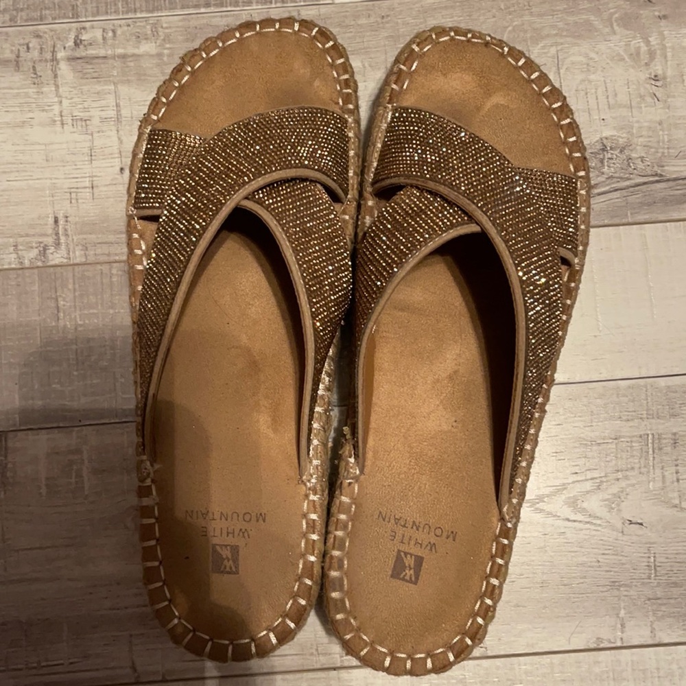 White Mountain Gold Glitter Sandals/Slides